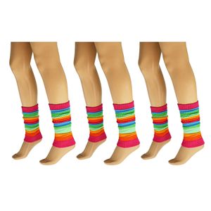 21-Inch Colorful Cotton Knitted <b>Leg</b> <b>Warmers</b> for Women 3 Pairs - Product Image 1