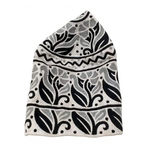 Chapeau Kumma Omani Crème Beige Brodé, Casquette Kufi Musulmane Traditionnelle pour Hommes, Topi de Prière Islamique en Coton Satiné Rayé Ethnique - Product Image 1