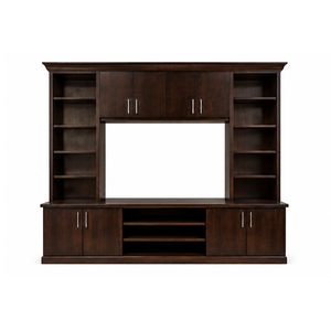 Custom Dark Teak Wood <b>TV</b> <b>Stand</b> Wall Unit Entertainment Cabinet for Hotel Home Apartment Villa and Large Interior Projects - Product Image 1