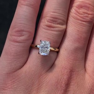 Bagues de fiançailles solitaires 4 carats en diamant de laboratoire taille coussin, en or massif 10k 14k 18k, sertissage 4 griffes, bague de mariée simple, prix usine B2B - Product Image 1