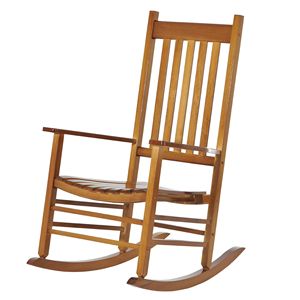Sedia a dondolo in legno naturale per esterni, giardino, patio, balcone, portico, con schienale alto e braccioli, pieghevole, per cortile e spiaggia - Product Image 1