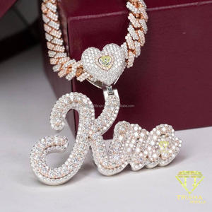 Luxury " KIRA " <b>Name</b> Moissanite Diamond Pendant 925 Sterling Silver Rose Gold Plated <b>Custom</b> Script Letter Hip Hop Bling <b>Necklace</b> - Product Image 6