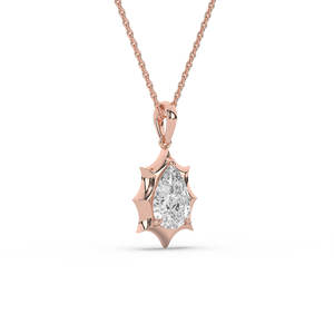 Collier pendentif minimaliste en forme de poire avec diamant de laboratoire, or massif, bijoux fins, pendentif moderne en diamant, cadeau pour femme - Product Image 3