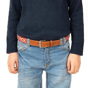 Custom Logo Men Black Adjustable Stretch Leather End Tip <b>Elastic</b> Woven Stretch <b>Belt</b> - Product Image 6