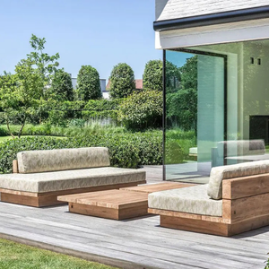 Muebles de Exterior, Juego de Sofás Magnus de Madera de Teca Sólida, Diseño Moderno y Sencillo, Duradero, para Parque, Villa, Hotel, Jardín, Patio, Terraza - Product Image 3