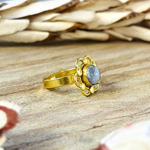 Fashionable Moonstone <b>Rings</b> Boho Brass Jewelry Women 18k Gold Plated Floral <b>Crown</b> Statement Band Fine Fashion Wholesale/OEM/ODM - Product Image 6