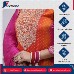 Nueva Colección de Diseñador, Conjunto de Dos Piezas para Mujer, Bordado Intenso en Chinnon Puro, Completamente Cosido, Listo para Usar, con Lentejuelas y Adornos, para Fiestas - Product Image 4