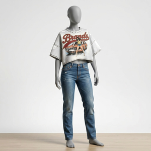 Camiseta Corta con Gráficos Lavados Personalizados Glory, Nuevo Estilo de Moda, Mangas Cortas, Tela Ecológica, Camiseta con Pedrería para Unisex - Product Image 6