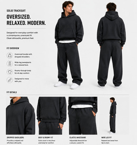 Hoodies amples vierges, broderie ton sur ton personnalisée, en molleton de coton de luxe, ensembles de survêtements à épaules tombantes, joggers à jambes larges, vente en gros, faible MOQ - Product Image 5