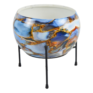 Maceta y jardinera de diseño clásico, estilo rústico, de metal martillado, con soporte, para decoración del hogar - Product Image 1