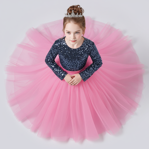 ชุดราตรีเด็กผู้หญิงผ้ากำมะหยี่สีชมพูประดับเลื่อมปักลายสวยงาม พร้อมผ้าตาข่ายเนื้อนุ่ม สไตล์เจ้าหญิง สำหรับงานเลี้ยงตอนเย็น  รับผลิตจำนวนมาก แบบ OEM ODM - Product Image 2