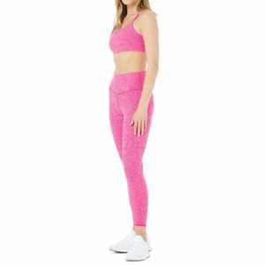 Conjunto de Yoga de 2 Piezas para Mujer, Top Corto Rosa con Espalda Cruzada, Leggings de Cintura Alta, Ropa Deportiva Elástica sin Costuras, Ropa de Entrenamiento de Longitud Completa - Product Image 2