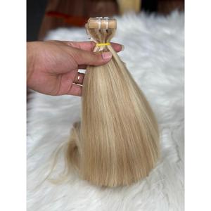 Extensiones de cabello humano virgen a granel, lisas, rubias, con puntas completas, trama única, extensiones de cabello con cinta adhesiva sin costuras - Product Image 6