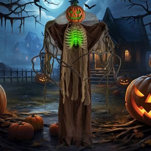Zucca Fantasma Animatronica di Halloween 1,8 m con Luci, Movimento e Costole Luminose - Product Image 2