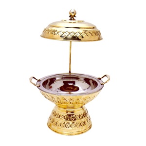 Gold Plated Finishing Stainless Steel Chafing Dish For Restaurant Homes Banquet Hall Hotels Hot <b>Food</b> <b>Server</b> <b>Food</b> Warmer Dish - Product Image 1