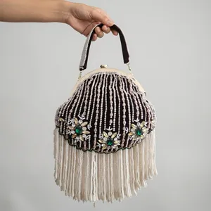 Beaded Pearl <b>Clutch</b> Bag With Tassels And Floral Embellishment Fashion Evening Handbag For Women Traditional <b>Clutch</b> party handbag - Product Image 3