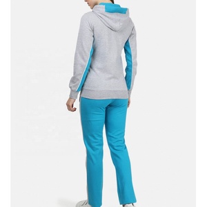 Chándal de Felpa de Algodón de Alta Calidad en Color Verde Azulado y Gris Jaspeado para Mujer, Venta al por Mayor, Logotipo Personalizado, OEM, Chándal de Felpa Liso - Product Image 2