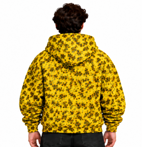 Mustard <b>Leopard</b> <b>Print</b> <b>Hoodie</b> Oversized Pullover Streetwear Sweatshirt Heavyweight Fleece Drawstring Pocket Winter Casual Top - Product Image 2