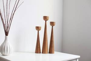 Handmade Wooden <b>Tapered</b> Candlestick Holder Set for Home Decoration and Wedding Occasions - Product Image 4