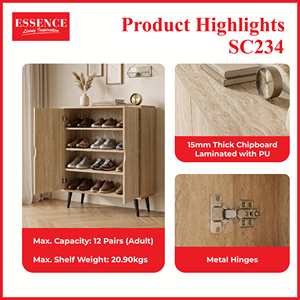 Modern Travertine Beige Wooden <b>Shoe</b> Cabinet 2 Door Entryway <b>Shoe</b> <b>Storage</b> Cabinet 12 Pair <b>Shoe</b> <b>Rack</b> Organizer with Metal Hinge - Product Image 4