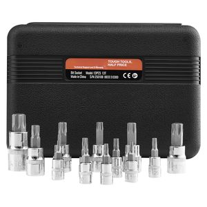 Set di 13 Bussole Torx in Acciaio Legato S2 CR-V Rinforzato, Attacchi da 1/4, 3/8, 1/2 Pollici, Modelli a Stella T8-T60, con Attacco da 1/2 Pollici - Product Image 1