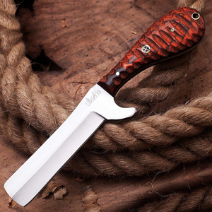 Cuchillo de caza y camping de hoja fija de acero D2 hecho a mano, estilo vaquero personalizado, con funda de cuero. - Product Image 1