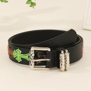Cinturón de Cuero PU Blanco Personalizado, Estilo Punk Hip Hop, Muchos Diseños, Hebilla de Aleación, Cinturón Y2K con Hebilla Cruzada para Hombre y Mujer - Product Image 2