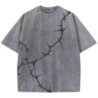 T-shirt oversize en coton délavé à l'acide pour homme, style vintage streetwear hip-hop, col rond, vente en gros