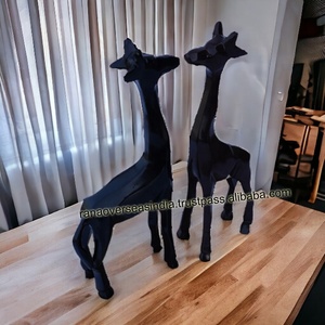 Figura de jirafa de metal moderna, par de esculturas de animales de aluminio con base rectangular, impresión personalizada, decoración del hogar y artículos de regalo - Product Image 2