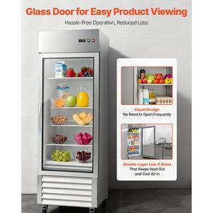 Frigorifero Commerciale per Cucina, Larghezza 29.02, Verticale, Sbrinamento Automatico, Porta Singola in Vetro, 21.5 Cu.ft - Product Image 6