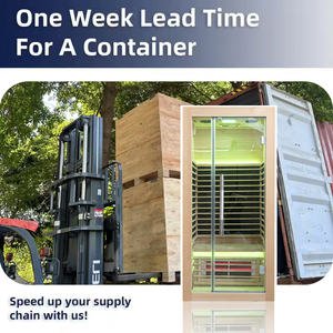 غرفة ساونا داخلية حديثة من الخشب الصلب الفنلندي بالأشعة تحت الحمراء البعيدة مع مدفأة للعلاج الانعكاسي للقدمين، مناسبة للشرفات ذات إطلالة على البحيرة - Product Image 5