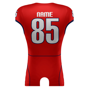 Maillot de football américain rouge personnalisé, col en V, manches courtes, impression sublimée, numéro 72, coupe régulière pour homme, évacuation de l'humidité - Product Image 3