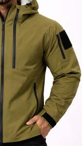 Vestes de randonnée imperméables unisexes grande taille avec logo personnalisé, coupe-vent à capuche zippée et col montant, teintes pour l'extérieur – Collection Automne - Product Image 4