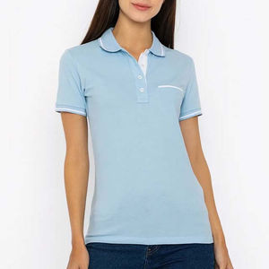 TAYUMA INDUSTRIES <b>Women's</b> Light Blue Vintage Shirt Short Sleeve Solid Color Knitted Breathable Eco-Friendly Casual <b>Top</b> Quick Dry - Product Image 6