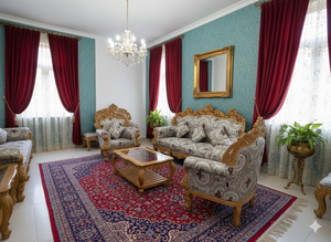 Ensemble de meubles de salon de luxe, style royal antique, en bois massif sculpté à la main, avec finition feuille d'or, artisanat classique européen, pour hôtel et salle à manger - Product Image 3