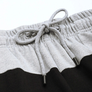 Shorts pour hommes à taille haute avec cordon de serrage, 100 % coton, tissu à séchage rapide, gris uni et noir, vêtements de plage et de sport tendance - Product Image 5