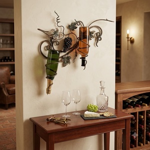 Support à vin moderne en fer forgé personnalisé avec étagères réglables, porte-bouteilles de table en métal, support de rangement décoratif pour 4 verres à pied - Product Image 4