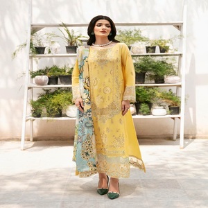 <b>Eid</b> <b>Dresses</b> Heavy Party <b>Dresses</b> <b>for</b> Women with Embroidered Lawn Three Piece Punjabi Suits by Ramsha Vol ANDAAZ-9 <b>Long</b> Maxi Frock - Product Image 3