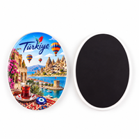 Aimant de réfrigérateur en céramique ovale personnalisé, mosquée bleue d'Istanbul, ferry du Bosphore, souvenir de voyage turc, cadeau décoratif, aimant de réfrigérateur