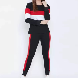Conjunto Deportivo para Mujer con Bloques de Color, Sudadera Casual de Manga Larga con Cuello Redondo y Pantalones con Bolsillos Laterales - Product Image 1