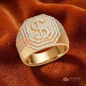 18K Gold Dipped Iced Out Dollar Sign Hip-Hop <b>Statement</b> <b>Ring</b> Gold Tone Dollar Symbol <b>Ring</b> - Hip Hop Style Bling <b>Ring</b> for Men - Product Image 4