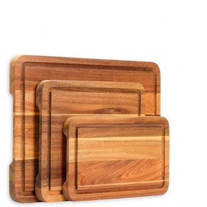 Juego de 3 tablas de cortar de madera de acacia de diseño vintage al por mayor de fábrica para cocina, tabla de picar de madera con mango para carne - Product Image 3