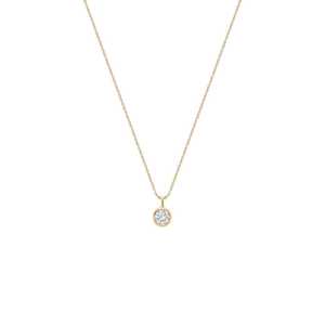 Colliers pendentifs en diamant solitaire, taille ronde, serti clos, diamant de laboratoire, ajustables 16-18 pouces, pour usage quotidien, fermoir mousqueton, or massif 14K 18K - Product Image 1