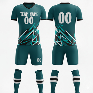 Conjunto de Camiseta de Fútbol Sublimada Personalizada, Cuello en V, Manga Corta, Nombre del Equipo Impreso, Uniforme Transpirable de Poliéster para Todas las Temporadas - Product Image 4
