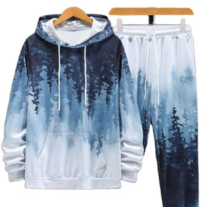 Ensemble de survêtement d'hiver pour homme de haute qualité, imprimé par sublimation, 100 % coton respirant, décontracté, 2 pièces, fermeture à cordon de serrage, poids lourd - Product Image 1