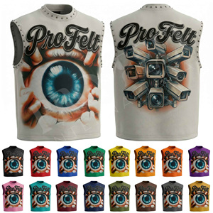Customized Graphic Design Own Brand Name Printed Sleeveless Tank Top Streetwear Punk Rivet O Neck Fashion Trendy Style T Shirts - Product Image 1