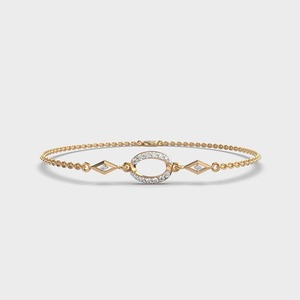 Pulsera de Oro Amarillo/Blanco/Rosa de 14K con Diamantes Cultivados en Laboratorio, Eslabones Ovalados y Cadena con Micro Pavé - Product Image 1