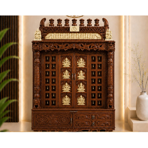 South Indian Ashtalakshmi Pooja <b>Mandir</b> with Doors Teak Wood Customized Size Durable Fast Delivery Home Furniture - Product Image 1