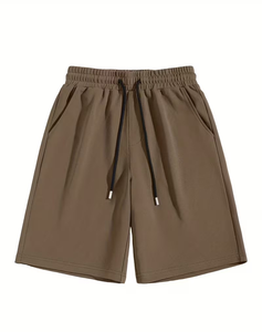Men's Solid Color Polyester/Cotton Shorts with <b>Elastic</b> Waist <b>Lace</b> Pockets Casual Breathable Mid Rise Design Custom Brand - Product Image 3