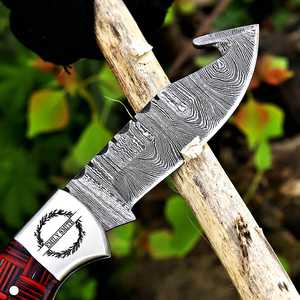 Couteau de poche pliant OEM personnalisé en acier Damas, lame à pointe clip (0,5 mm), manche en bois mosaïque, pour la chasse, EDC, qualité industrielle - Product Image 4